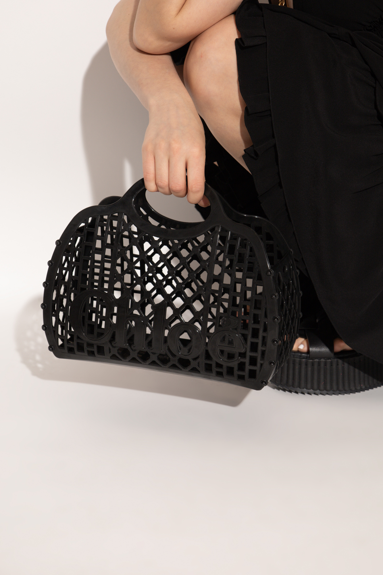 トートバッグ CHLOE Black Rubber Chlo?? Cage Handbag Black 